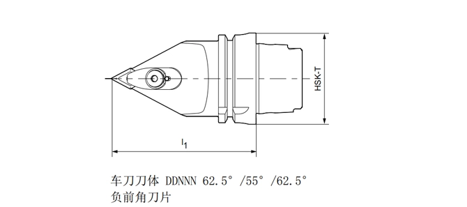 HSK-TターニングツールDDNNN 62.5 °/55 °/62.5 ° の仕様