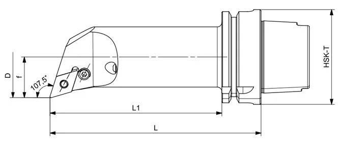 HSK-T旋削工具PDQNR | PDQNL 107.5°/55°、ロングの仕様